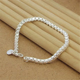 925 Silver Bracelet 4MM 8Inch Venetian Square Bracelet For Women & Men