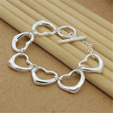 925 Silver Heart Chain Bracelet Party Charm Jewelry