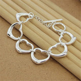 925 Silver Heart Chain Bracelet Party Charm Jewelry