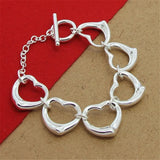 925 Silver Heart Chain Bracelet Party Charm Jewelry