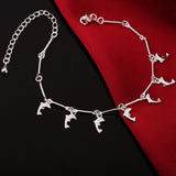 925 Sterling Silver Bow Pendant Bracelet Hand Charm Wedding Jewelry