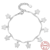 925 Silver Butterfly Pendant Bracelet for Girls Wedding Charm Jewelry
