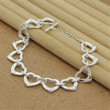 925 Silver Heart Chain Bracelet for Women Party Charm Jewelry