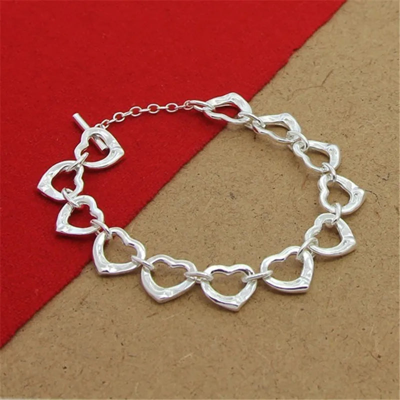 925 Silver Heart Chain Bracelet