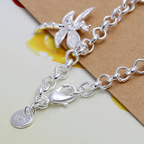 925 Silver Dragonfly Pendant Bracelet Woman Party Charm Jewelry