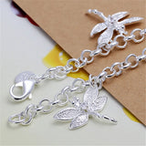 925 Silver Dragonfly Pendant Bracelet Woman Party Charm Wedding Jewelry