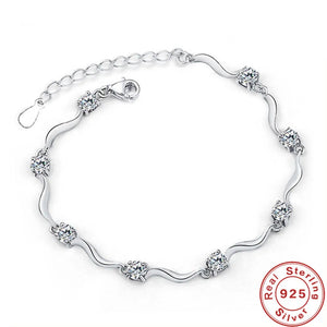 925 Silver Bracelet Purple Zircon Engagement Wedding Jewelry