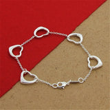 925 Silver Heart Chain Bracelet for Women, Charm Jewelry Gift