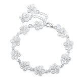 925 Sterling Silver Flower Bracelet Woman Party Charm Jewelry