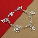 925 Sterling Silver Four Leaf Clover Bracelet 8 Inches Women Men Charm Jewelry