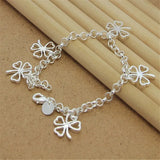 925 Sterling Silver Four Leaf Clover Bracelet 8 Inches Women Men Charm Jewelry