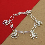 925 Silver 4 Leaf Clover Paper Clip Bracelet 8 Inches