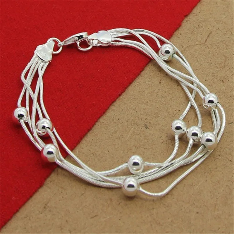 925 Silver Heart Bracelet for Women Party Jewelry Gift