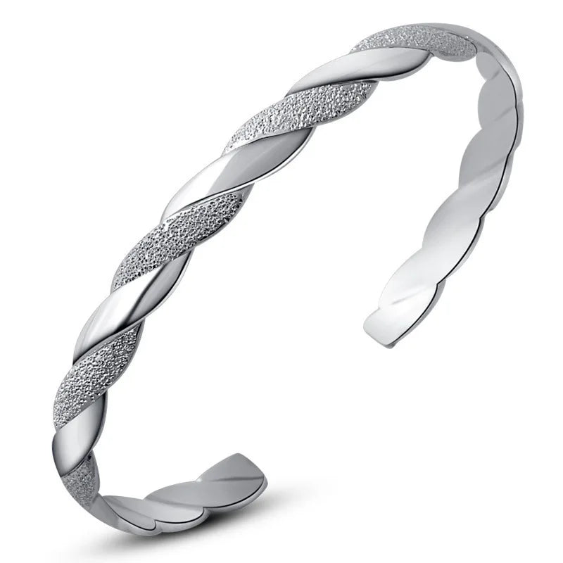 925 Sterling Silver Bracelet Frosted Silver Bracelet Wedding Jewelry