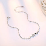 925 Sterling Silver Lucky Leaf Bracelet Woman Charm Wedding Jewelry Gift