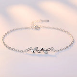 925 Sterling Silver Lucky Leaf Bracelet Woman Charm Wedding Jewelry Gift