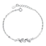 925 Sterling Silver Lucky Leaf Bracelet Woman Charm Wedding Jewelry Gift