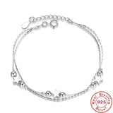 925 Silver Bracelet Double Star Heart Shaped Hand Jewelry Woman Party Gift