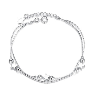 925 Silver Bracelet Double Star Heart Shaped Hand Jewelry Woman Party Gift