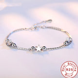 925 Silver Bracelet Double Star Heart Shaped Hand Jewelry Woman Party Gift
