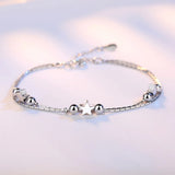 925 Silver Bracelet Double Star Heart Shaped Hand Jewelry Woman Party Gift