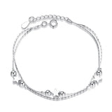 925 Silver Bracelet Double Star Heart Shaped Hand Jewelry Woman Party Gift