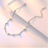 925 Silver Pentagram Square Bead Bracelet for Women