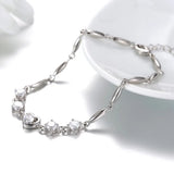 925 Silver Purple Crystal Zircon Lucky Bracelet Charm Jewelry Gift
