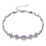 925 Silver Purple Crystal Zircon Lucky Bracelet Women Engagement Jewelry