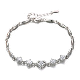925 Silver Purple Crystal Zircon Lucky Bracelet Women Engagement Jewelry