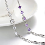 925 Silver Purple Crystal Zircon Lucky Bracelet Charm Jewelry Gift