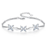925 Silver Dolphin Amethyst Bracelet Women Charm Jewelry