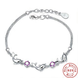 925 Silver Dolphin Amethyst Bracelet for Women