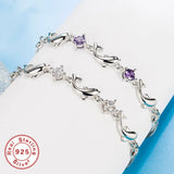 925 Silver Dolphin Amethyst Bracelet for Women