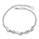925 Silver Dolphin Amethyst Bracelet for Women