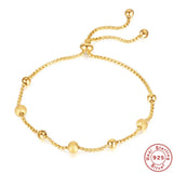 925 Silver Bracelet Small Frosted Beads Adjustable 18k