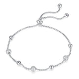 925 Silver Bracelet Small Frosted Beads Adjustable 18k