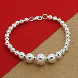 925 Sterling Silver Smooth Beads Bracelet for Women