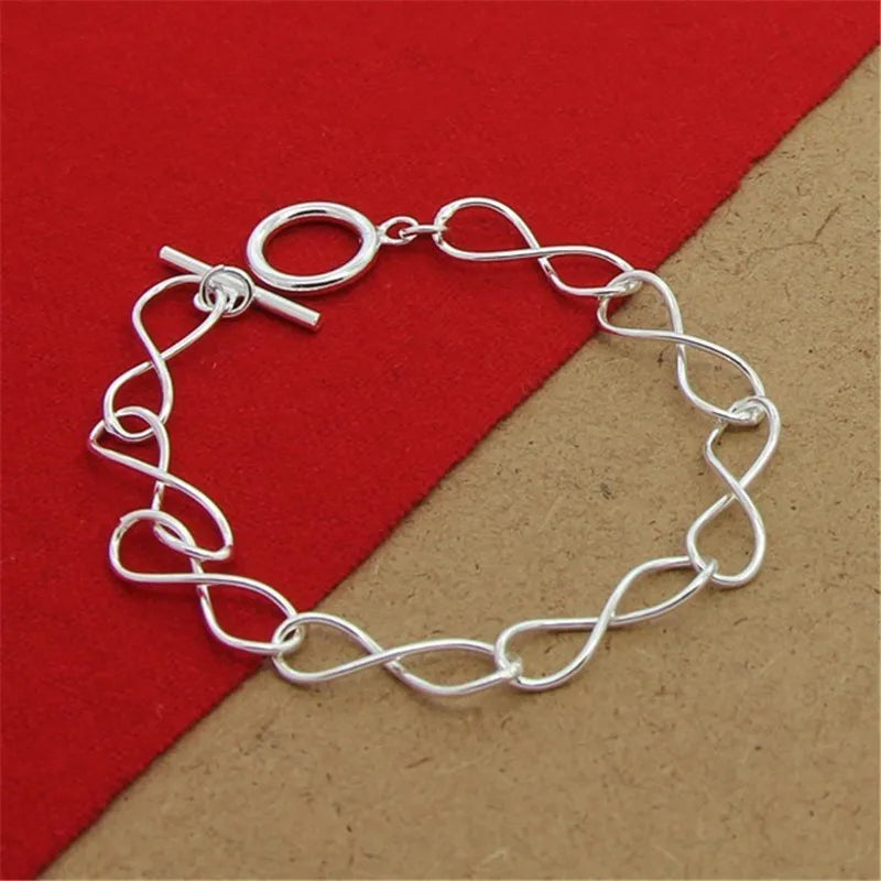 925 Silver Figure 8 Shape Bracelet Twist Design