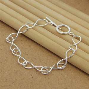 925 Silver Figure 8 Shape Bracelet Twist Design