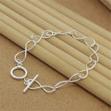 925 Silver Bracelet Twist Figure 8 Shape Men Women Jewelry Gift