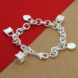 925 Silver Bracelet Lock Head Pendant Men Women Gift