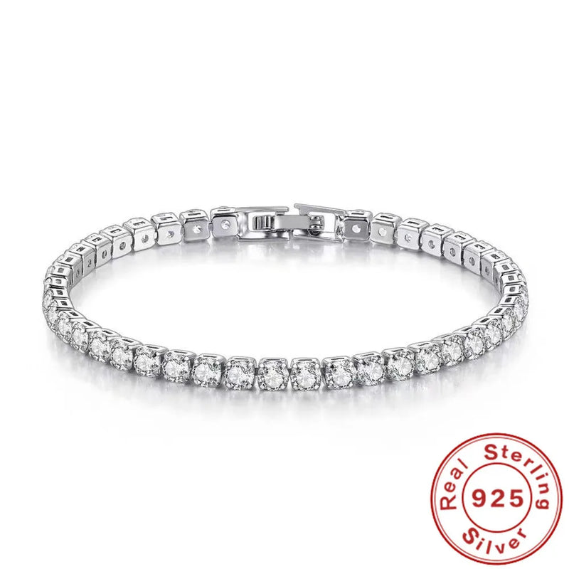 925 Silver Zircon Chain Bracelet Wedding Jewelry