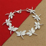 925 Sterling Silver Dragonfly Bracelet with Zircon - 8 Inches