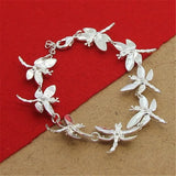 925 Silver Zircon Dragonfly Bracelet, 8 Inches