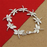 925 Sterling Silver Dragonfly Bracelet with Zircon - 8 Inches