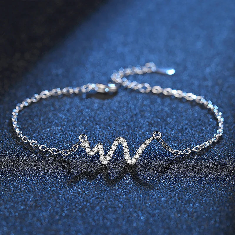 925 Silver Zircon Bracelet Women Engagement Charm Jewelry