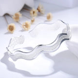 925 Silver Frosted Wavy Bracelets Women Wedding Jewelry
