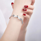 925 Silver Frosted Wavy Bracelets Women Wedding Jewelry