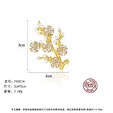 925 Silver Leaf Pearl Brooch Women Fine Jewelry